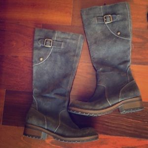Gray Suede Lug Knee High Boots size 6-1/2